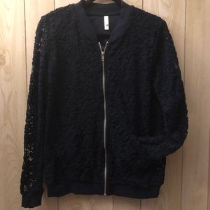 Xhilaration Blue Lace Bomber Jacket